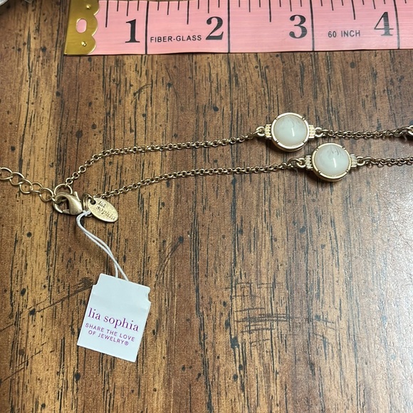 Lia Sophia Beacon matte gold Station necklace - Picture 3 of 3